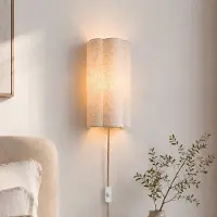 LumenXL Wandlamp Vlora met linnen kap in gebroken wit