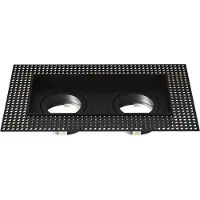 LEDVION – Trimless LED Inbouwspot Dubbelarmatuur 130x130mm – Zwart – Dimbaar – Kantelbaar – GU10 – IP20