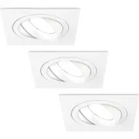 LEDVION - 3X LED Inbouwspot Sevilla - Dimbaar - 3W - 6500K - Ø92 mm - Wit