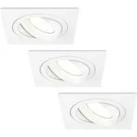 LEDVION - 3X LED Inbouwspot Sevilla - Dimbaar - 3W - 4000K - Ø92 mm - Wit