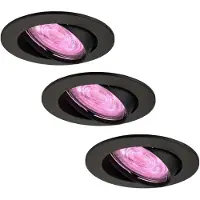 LEDVION - 3X SMART LED Inbouwspot Amsterdam - Zwart - Dimbaar