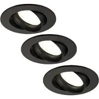 LEDVION - 3X LED Inbouwspot Rio - Zwart - Dimbaar - 3W - 4000K - Ø85 mm