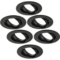 LEDVION - 6X LED Inbouwspot Rio - Zwart - Dimbaar - 3W - 6500K - Ø85 mm