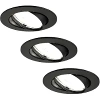 LEDVION - 3X LED Inbouwspot Amsterdam - Zwart - Dimbaar - 3W - 6500K - Ø82 mm