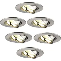 LEDVION - 6X LED Inbouwspot Rio - RVS - Dimbaar - 3W - 2700K - Ø85 mm