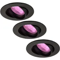 LEDVION - 3X SMART LED Inbouwspot Rio - Zwart - Dimbaar
