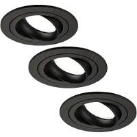 LEDVION - 3X LED Inbouwspot Tokyo - Zwart - Dimbaar - 3W - 6500K - Ø92 mm