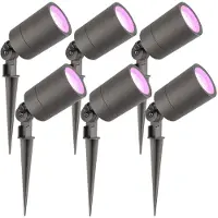 LEDVION - 6X RGBWW LED Prikspots - Antraciet - IP65 - 5W - 2M