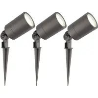 LEDVION - 3X LED Prikspots - Antraciet - IP65 - 5W - 4000K - 2M