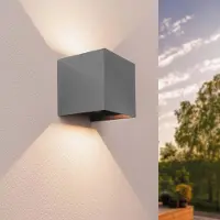 LEDVION - LED Wandlamp Dimbaar - 3.5W - 3000K - IP54 - Grijs