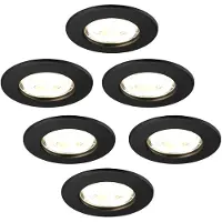 LEDVION - 6X LED Inbouwspot - Dimbaar - 5W - 2700K - Ø84mm - IP65 - Zwart