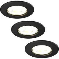 LEDVION - 3X LED Inbouwspot - Dimbaar - 5W - 2700K - Ø84mm - IP65 - Zwart