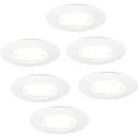 LEDVION - 6X LED Inbouwspot - Dimbaar - 5W - 2700K - Ø84mm - IP65 - Wit