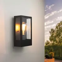 LEDVION - LED Wandlamp Incl. Sensor - E27 - IP44 - Zwart - RVS