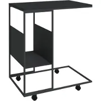 vidaXL Bijzettafel met wielen, zwart, 55x36x63,5 cm, houtvezel