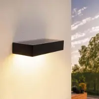LEDVION - Solar LED Wandlamp - 6W - 3000K - IP65 - Zwart - 220L
