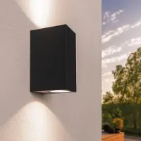 LEDVION - LED Wandlamp Dimbaar - 5W - 2700K - GU10 - IP54 - Zwart