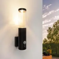 LEDVION - LED Wandlamp met Sensor - GU10 - IP44 - Zwart