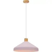 Olucia - FREDDIE - Hanglamp - Roze / Hout - Vorm: Rond