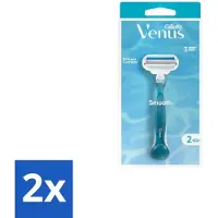 Gillette venus 2 x Gillette - Venus Smooth – Rondingvolgende Mesjes – Handvat + 2 Navulmesjes - Scheermesje Vrouw - Huidbescherming - Scheren Voor Vrouwen - Venus SkinCushion - Duurzaam Scheren