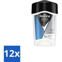 Rexona 12 x Men Deodorant Roller Maximum Protection Clean Scent 45 ml - Anti-transpirant - Zweetbestrijding - Geurbestrijding - Zweetbescherming - Huidvriendelijk