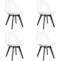 Leobert Set van 4 Stoelen MARK – Transparant, Zwarte Poten, Kunststof Zitting met Kunstlederen Kussen, Strak Design, Ergonomisch, Geschikt voor Keuken, Eetkamer, Kantine en Werkruimte, Max. 120 kg