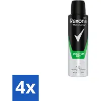 Rexona 4 x Men – Deodorant Spray – Quantum Dry – 150 ml - Deodorant Spray - Zweetbehandeling - Mannelijke Geur - Frisse Geur - Bewegingsgevoelig