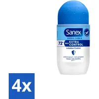 Sanex 4 x Deodorant Roller Dermo Extra Control 53 ml - Anti-transpirant - Zweetvermindering - Huidbalans - Aluminiumchloride - Droge Oksels