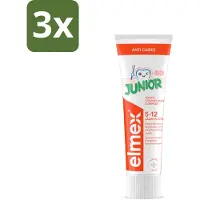 Elmex 3 x Gel-Tandpasta Junior (5-12 Jaar) 75 ml - Tandpasta Voor Kinderen - Gaatjesbescherming - Aminfluoride - Tandpasta Gel - Kindertandpasta