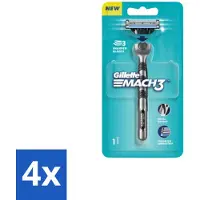 Gillette 4 x - Mach3 – Houder + 1 Mesje – 3-bladig - Scheermes - Scheerbeurt - Mesje - Huidbescherming - Scheercomfort
