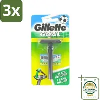 Gillette 3 x - Goal - Scheerset - Stainless Steel - Duurzaam en scherp - 1 Scheermesje - Grootverpakking - Scheermes - Mesjes - Scheersysteem - Goal - Stainless Steel