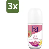 Fa 3 x - Deodorant Roller - Fiji Dream - Watermeloen & Ylang Ylang - 48 uur Bescherming - 50 ml - Deodorant Roll-on - 48 Uur Bescherming - Watermeloen Geur - Ylang Ylang Geur - Huidvriendelijk