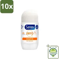 Sanex 10 x Deodorant Roller Zero% Sensitive Skin 50 ml - Grootverpakking - Deodorant Zero% Sensitive - Alcoholvrije Deodorant - Parabenenvrije Deodorant - Gevoelige Huid - Milde Deodorant