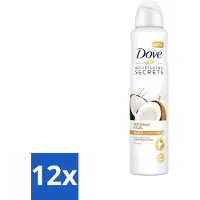 Dove 12 x - Deodorant - Coconut & Jasmine Flower - Tropisch en verzorgend - 250 ml - Deodorant Spray - Kokos En Jasmijn - Anti-transpirant Spray - Zachte Oksels - Geur Van Kokos En Jasmijn