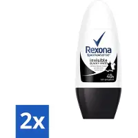 Rexona 2 x - Invisible Black & White - Deo Roller - Anti-transpirant - 50 ml - Deodorant - Anti-transpirant - Vlekkenvoorkomend - 48 Uur Bescherming - Roll-on
