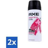 Axe 2 x - Deodorant Bodyspray - 48hrs Non Stop Fresh - Anarchy For Her - Rose & Bergamot - 150 ml - Anarchy For Her - Deodorant - Roos En Bergamot - Frisse Geur - Vrouwelijkheid