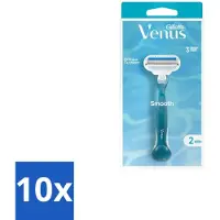 Gillette venus 10 x Gillette - Venus Smooth – Rondingvolgende Mesjes – Handvat + 2 Navulmesjes - Scheermesjes Vrouw - Huidbescherming - Scheren - Venus Smooth - SkinCushion