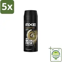 Axe 5 x - Deodorant Bodyspray - 48hrs Non Stop Fresh - Gold Temptation - Gold Amber - 150 ml - Grootverpakking - Gold Temptation - Deodorant Bodyspray - Frisheid - Geur - Geurbescherming