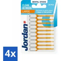 Jordan 4 x Sticks Clean Between Large 40 stuks per verpakking - Tandplak Verwijderen - Tandenstoker - Mondhygiëne - Tandvlees Stimuleren - Tanden Reinigen