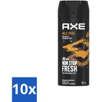 Axe 10 x - Deodorant Bodyspray - 48hrs Non Stop Fresh - Wild Spice - Wild Spices & Cedarwood - 150 ml - Wild Spice - Deodorant Bodyspray - 48 Uur Fris - Anti-geur - Cederhout Geur