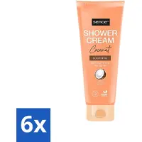 Sence 6 x - Coconut - Douchecrème - Verzorgend - 200 ml - Douchecrème Kokos - Kokos Geur - Hydraterende Douchecrème - Verzorgende Douche - Zachte Huid