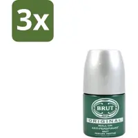 BRUT 3 x – Deodorant Roll-On – Original – Glas – 50 ml - Deodorant Roll-on Mannen - Zweetgeur Bestrijding - Original Geur - Klassieke Deodorant - Fris Gevoel