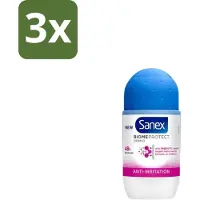Sanex 3 x – Deo Roll-on – BiomeProtect Dermo Anti-Irritation – 50 ml - Gevoelige Huid - Anti-irritatie - Huidmicrobioom - Deodorant Roller - Alcoholvrije Deodorant