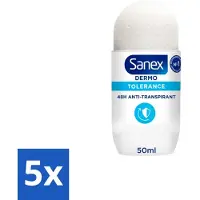 Sanex 5 x – Deo Roll-on – Dermo Tolerance – 50 ml - Gevoelige Huid - Intolerante Huid - Hypoallergene Deodorant - Huidverdraagzaamheid - Geurcontrole
