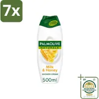 Palmolive 7 x Naturals - Douchecrème - Melk & Honing - 500 ml - Grootverpakking - Douchecrème - Melk En Honing - Natuurlijke Douchegel - Hydraterende Douchegel - Huid Verzorging