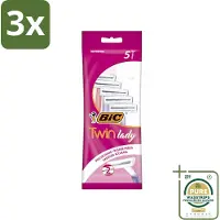 BIC 3 x - Twin Lady - Scheermesjes - Dubbel Mesje - Wegwerpmesjes - 5 Scheermesjes - Grootverpakking - Scheermesjes - Wegwerpmesjes - Dubbel Mesje - Scheermesje - Vrouwelijke Scheermesjes