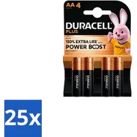 Duracell 25 x Alkaline Batterijen Mainline Bst AA 4 stuks per verpakking - AA Batterijen - Alkaline Batterijen - Betrouwbare Batterijen - Langdurige Batterijen - Dagelijks Gebruik