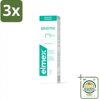 Elmex 3 x Tandpasta Sensitive Original 75 ml - Grootverpakking - Gevoelige Tanden - Tandpasta - Aminfluoride - Cariës - Tandgevoeligheid