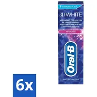 Oral-B 6 x - 3D White Vitalize - Tandpasta - Whitening - 75 ml - Tandpasta Whitening - Tanden Versterken - Glazuur Beschermen - Tanden Reinigen - Mondgezondheid