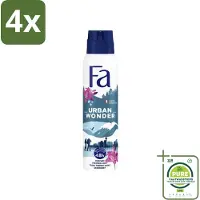 Fa - Deodorant Spray - Urban Wonder - Aardbei - 48 uur Bescherming - 150 ml - Voordeelverpakking - 4 stuks - Deodorant spray - Aardbei